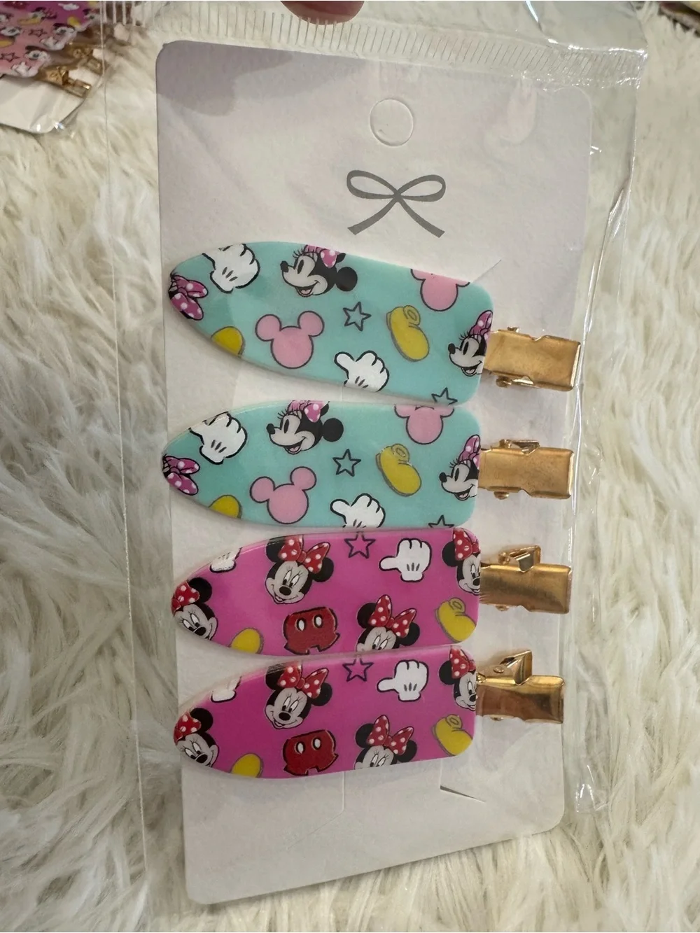 Minnie Mouse Kids Hair Clips - Pink & Teal Set set of 4